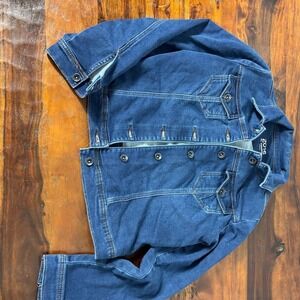 Parasuco Women's Blue Denim Trucker Jacket Medium Stylish Stitching